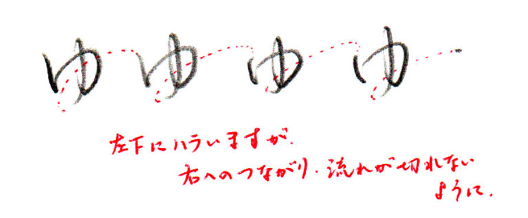 ひらがな「ゆ」書き方解説（教材DL可・動画付き）