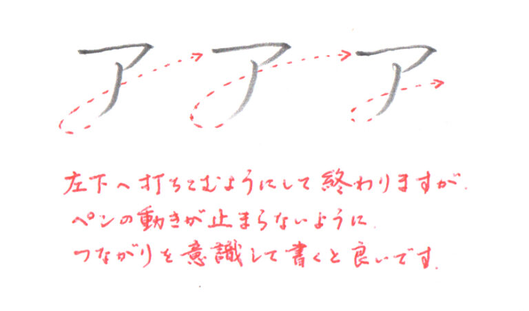 カタカナ「ア」書き方解説