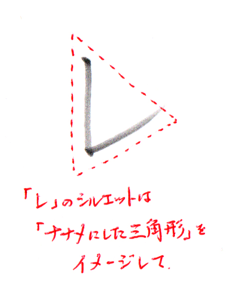シルエットはナナメ三角をイメージして「レ」