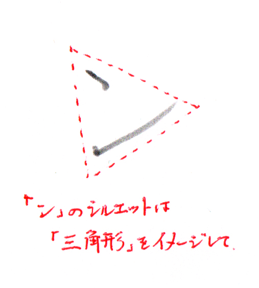 シルエットは三角形をイメージして「ン」