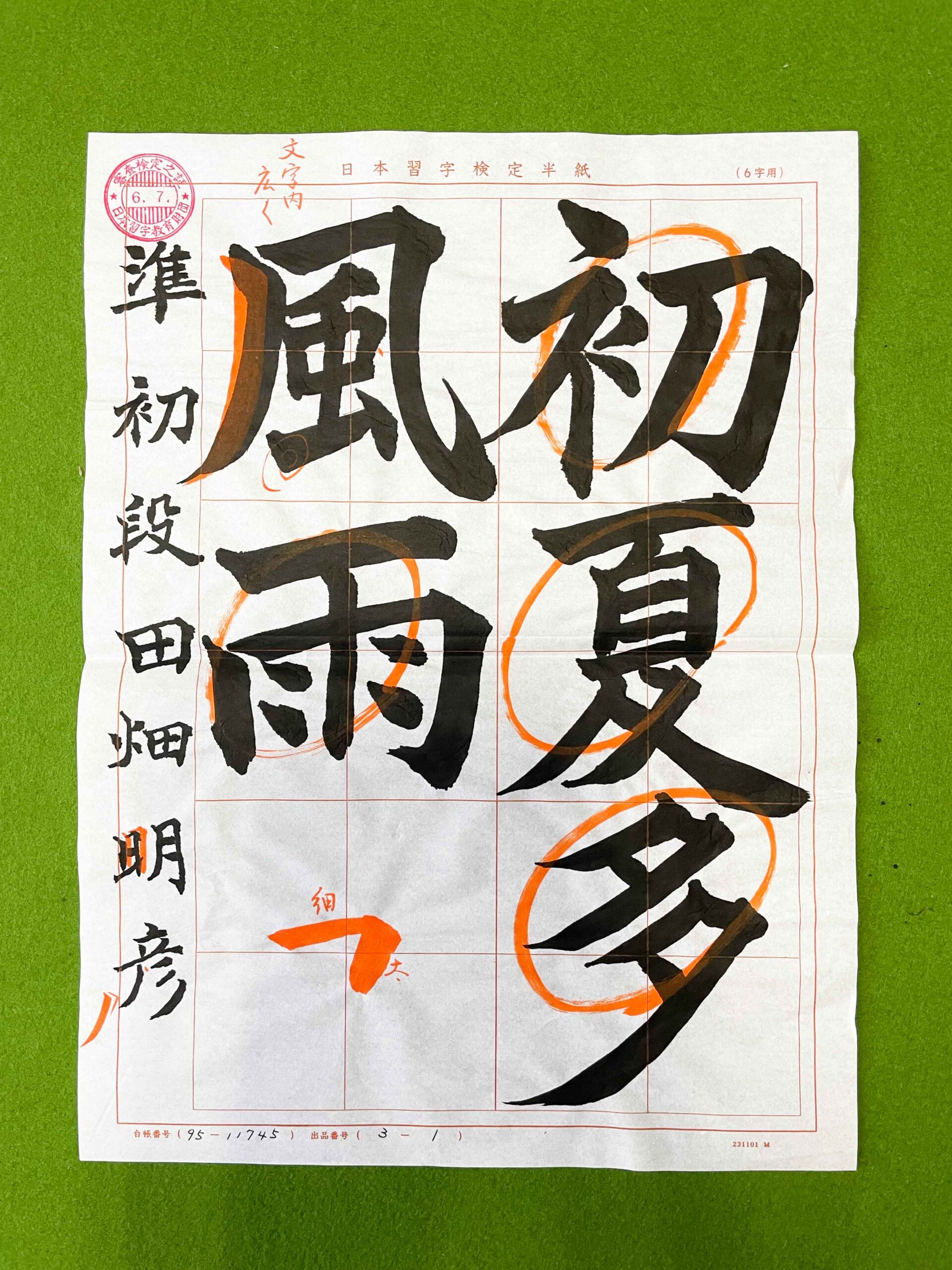 【日本習字体験記12】2024.６月号課題の添削が戻ってきました